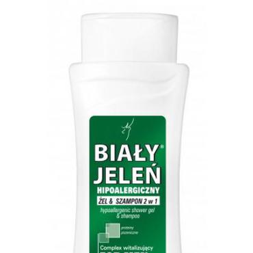  Hipoalergiczny żel&szampon Biały Jeleń 2w1 for Men z łopianem i proteinami pszenicznymi 