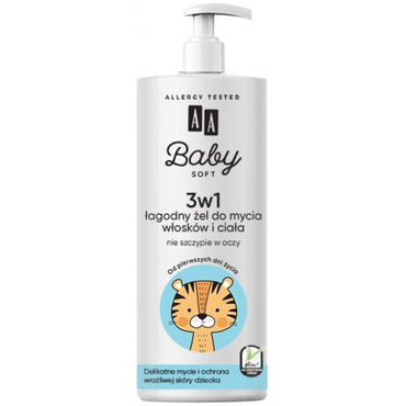 AA COSMETICS -  AA Cosmetics AA Baby Soft - łagodny żel 3w1 do mycia włosków i ciała do kąpieli i pod prysznic