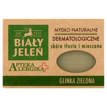 BIAŁY JELEŃ -   Biały Jeleń Apteka Alergika mydło naturalne dermatologiczne w kostce, glinka zielona, 125 g