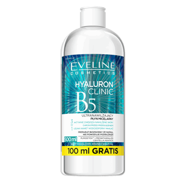 Eveline Cosmetics -  Eveline Cosmetics Hyaluron Clinic B5 Ultranawilżający płyn micelarny - 500ml