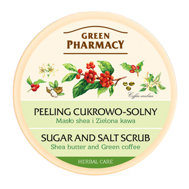 Green Pharmacy -  Green Pharmacy Peeling cukrowo - solny, masło shea i zielona kawa 300ml