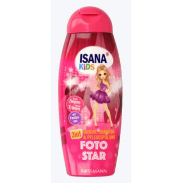 ISANA  -  ISANA KIDS żel pod prysznic, szampon i odżywka, 3w1, Foto Star 300 ml