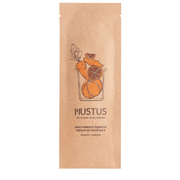 MUSTUS -  Mustus, Maseczka w płachcie, stworzona na bazie kompleksu ekstraktów z pomarańczowych warzyw i owoców