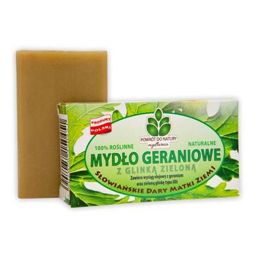 Mydlarnia Powrót do Natury -  Mydlarnia Powrót do Natury Roślinne mydło geraniowe z zieloną glinką (100% naturalne) 100 g