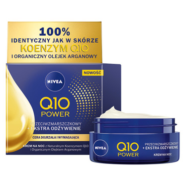 Nivea -  Nivea Q10 Power krem przeciwzmarszczkowy na dzień z naturalnym koenzymem Q10 i organicznym olejkiem arganowym. 
