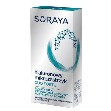 Soraya -  Soraya Hialuronowy mikrozastrzyk Duo Forte Bogaty krem przeciwzmarszczkowy pod oczy i na powieki 15ml