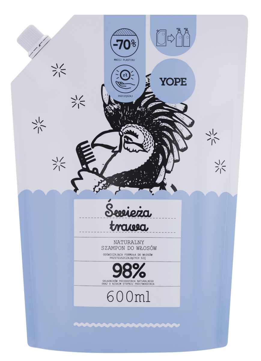 YOPE -  YOPE Świeża Trawa naturalny szampon do włosów refill 600 ml
