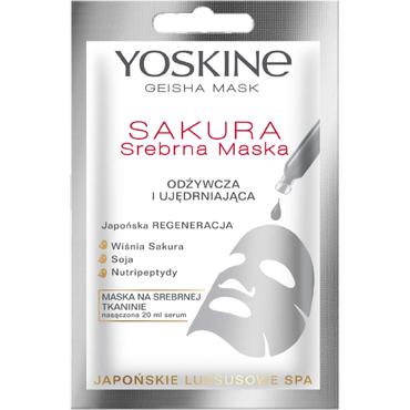 YOSKINE -  Yoskine Geisha Mask SAKURA Srebrna Maska do twarzy