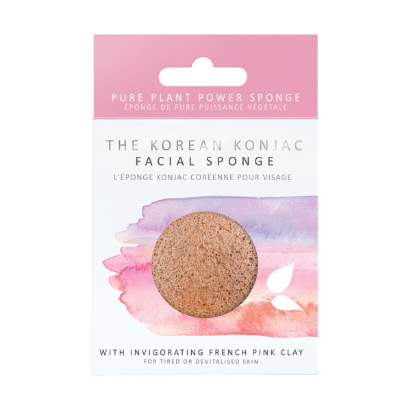  KONJAC COMPANY Gąbka Konjac Premium z różową glinką do cery wrażliwej, zmęczonej, niedożywionej i odwodnionej 